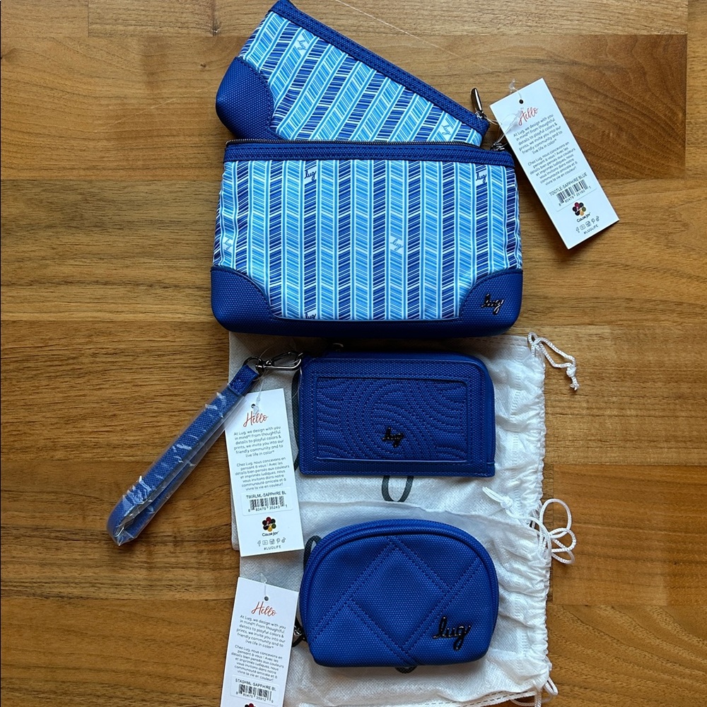 NWT Lug set of Sapphire Blue accessories — tootle, twirl, stash
